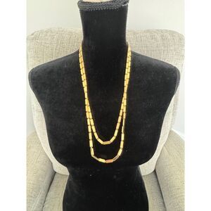 Vintage Monet Geometric Modernist long bar necklace. Signed.